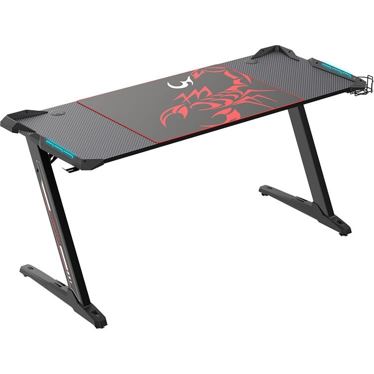 Eureka ERKZ60B Ergonomic Z60 Black Gaming Desk with RGB Lights Techno Tribe