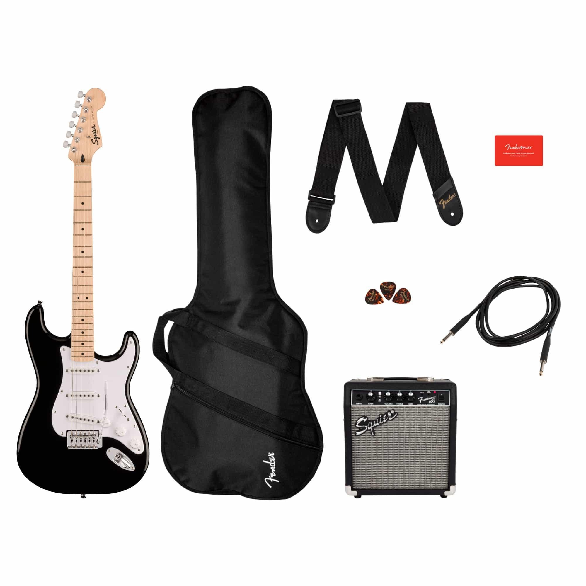 Fender Squier Sonic Stratocaster Electric Guitar Pack 10G 230V Black (0371720606) Techno Tribe