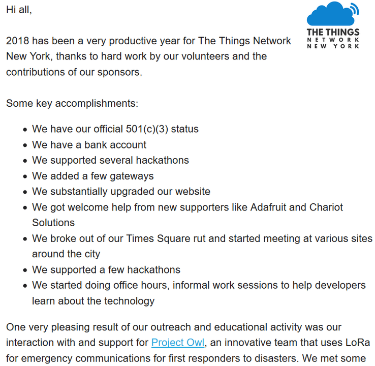 Yearend summary Post The Things Network