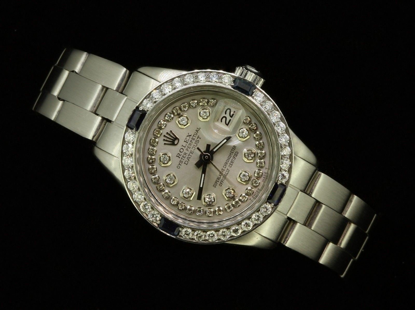 Rolex Ladies Datejust Date Oyster Steel Diamond Dial Bezel Sapphire Watch Timemeter