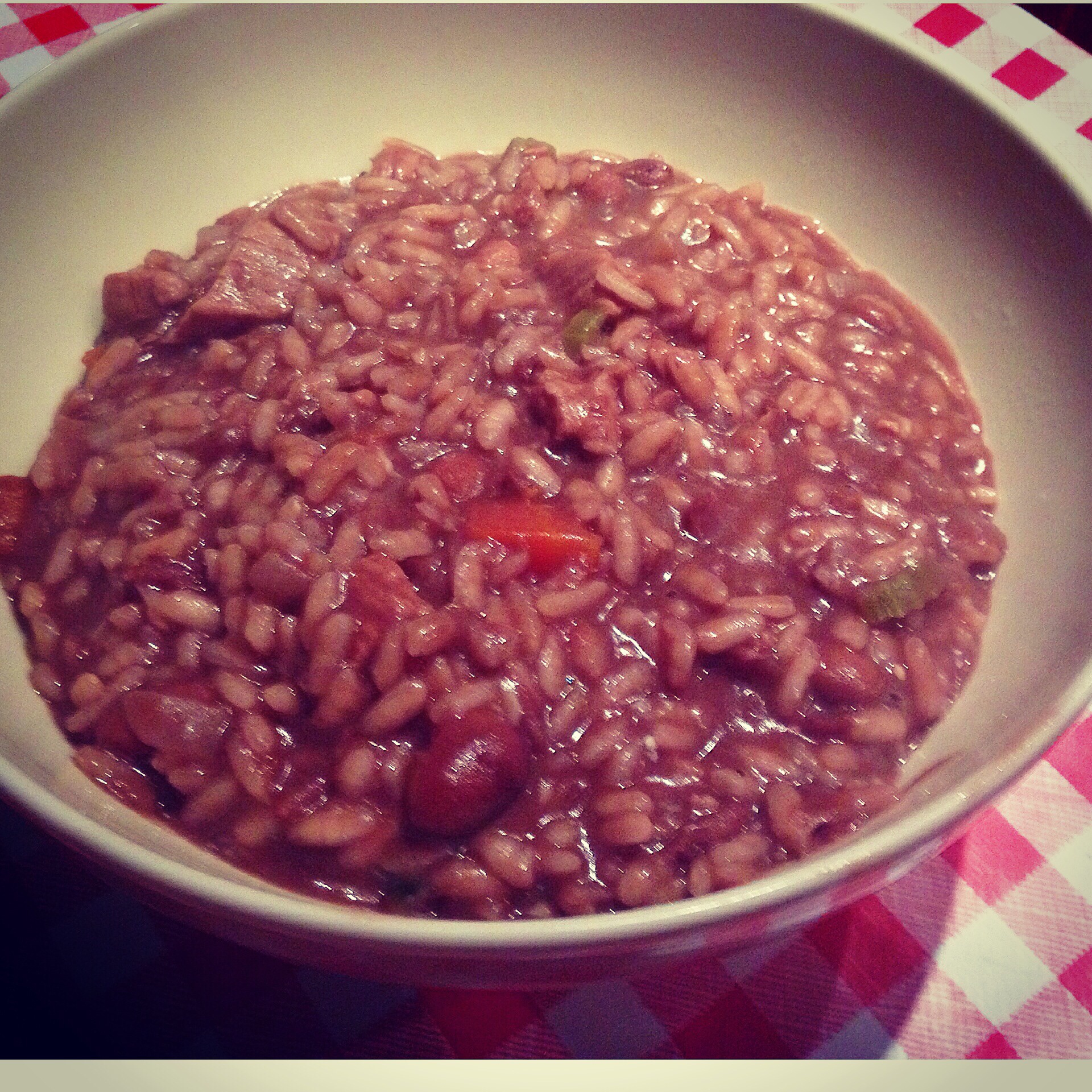 Barolo red wine, borlotti beans& veal risotto The Tiny Italian