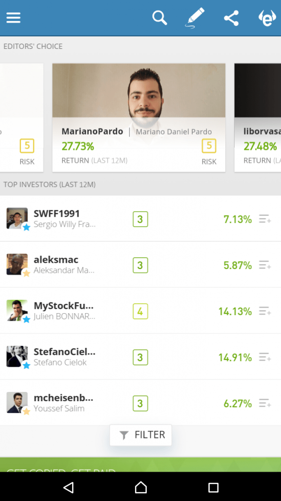 eToro The Traders Spread