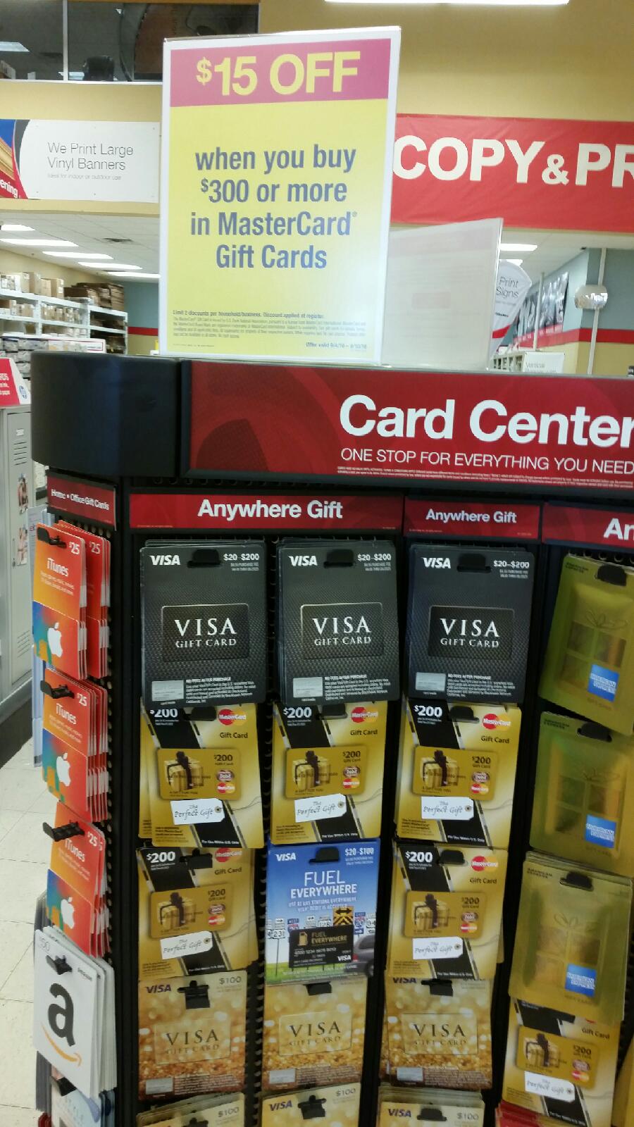 15 Off 300 Purchase of MasterCard Gift Cards at