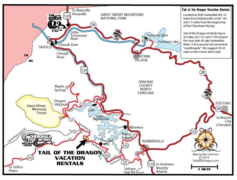 Location Tail of the Dragon Vacation Rentals on the Cherohala Skyway