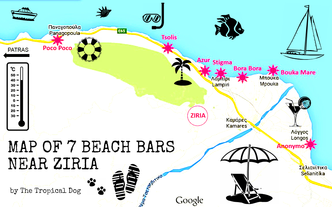 7 beach bars near Ziria The Tropical Dog