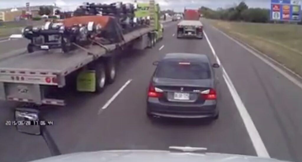 Don't brake check a trucker, they have friends!
