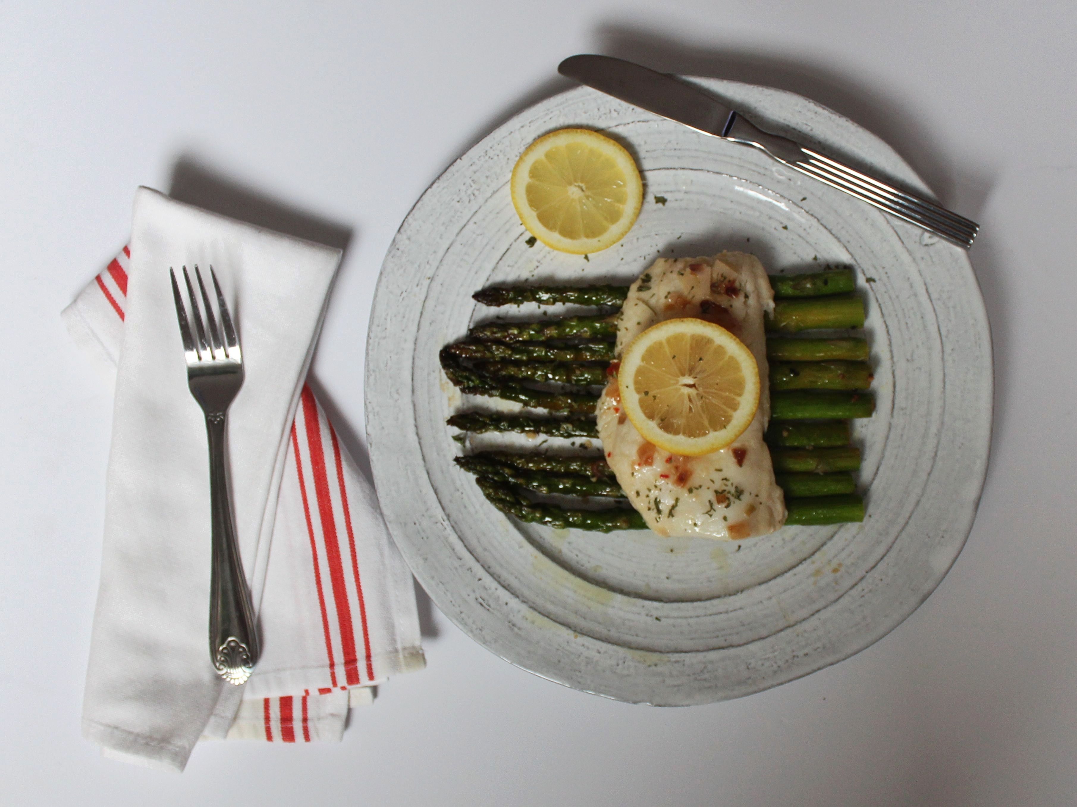 cod over asparagus TV Dinner healthy recipes for RA by Jamie Stelter