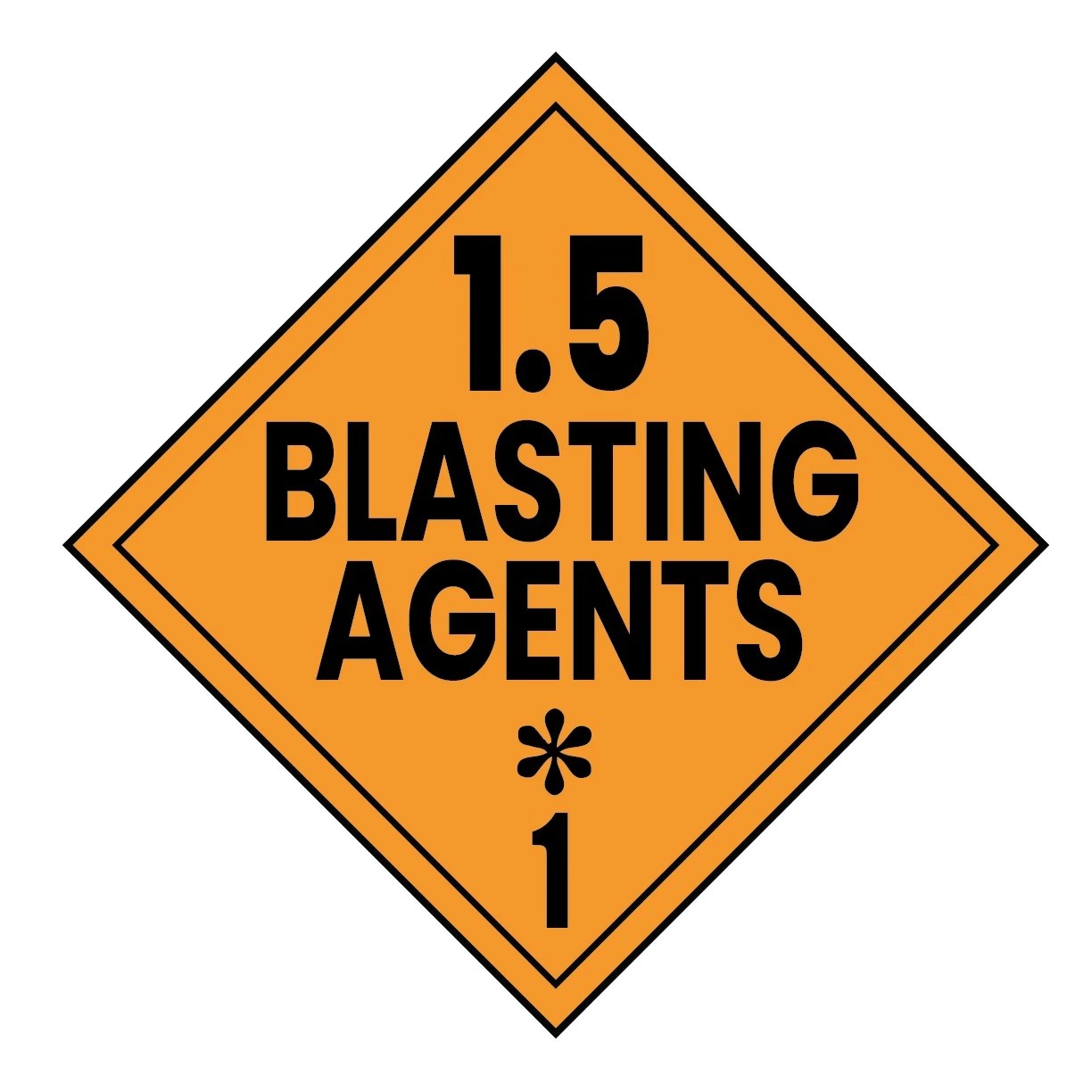 Class 1.5 Blasting Agents Hazmat Placard Decal or Sign Placard