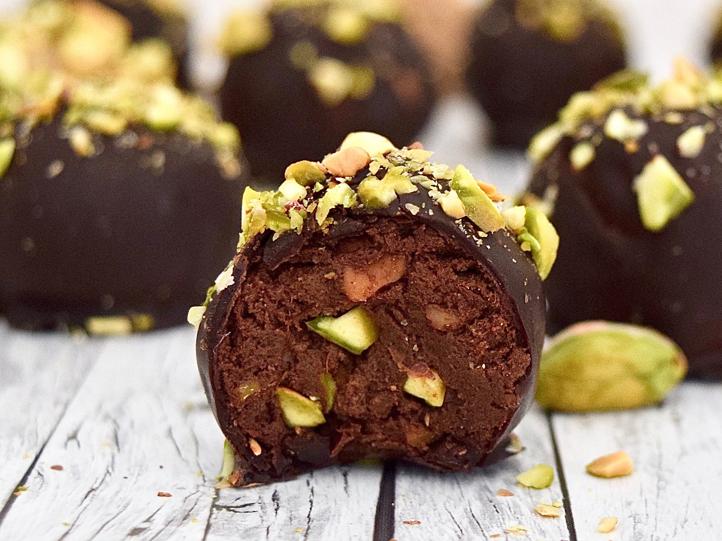 Chocolate pistachio truffles