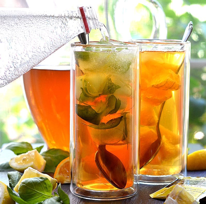 Sparkling Basil Lemonade Iced Tea TheVegLife