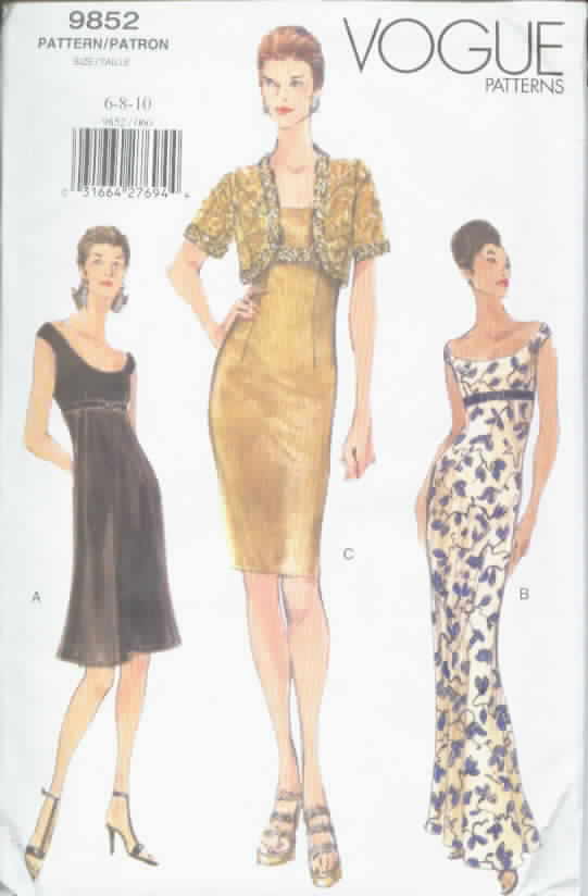 Vogue 9852 Evening Jacket Dress Sewing Pattern UNCUT [1002109852] 10