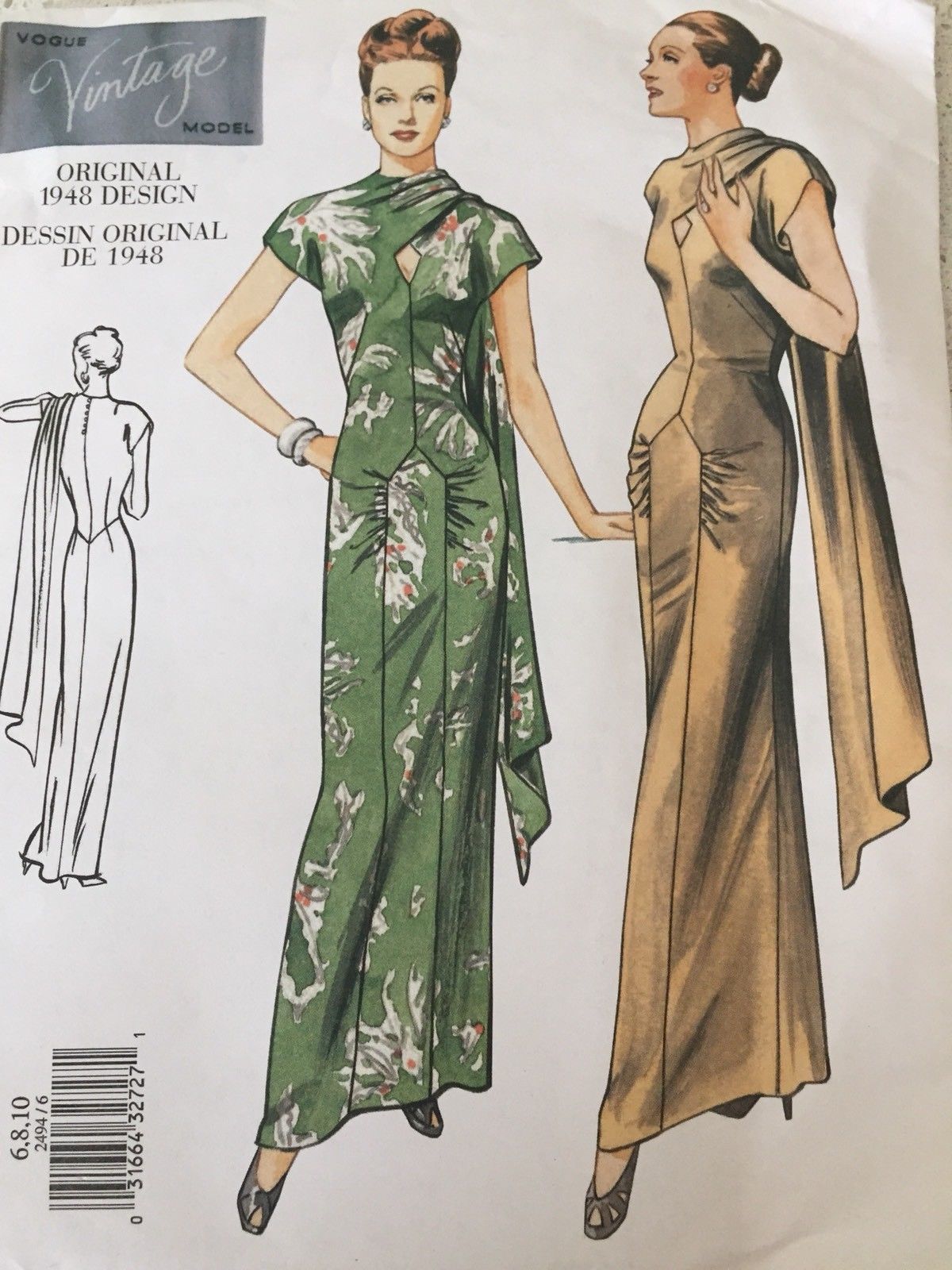 1948 Vintage VOGUE Sewing Pattern DRESS (Bust 30.5" 31.5" 32.5