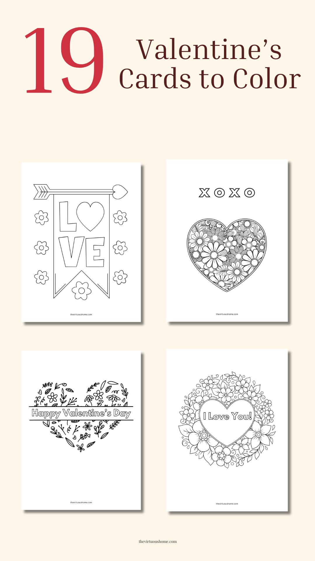 19 Printable Valentine's Day Cards to Color The Virtuous Home