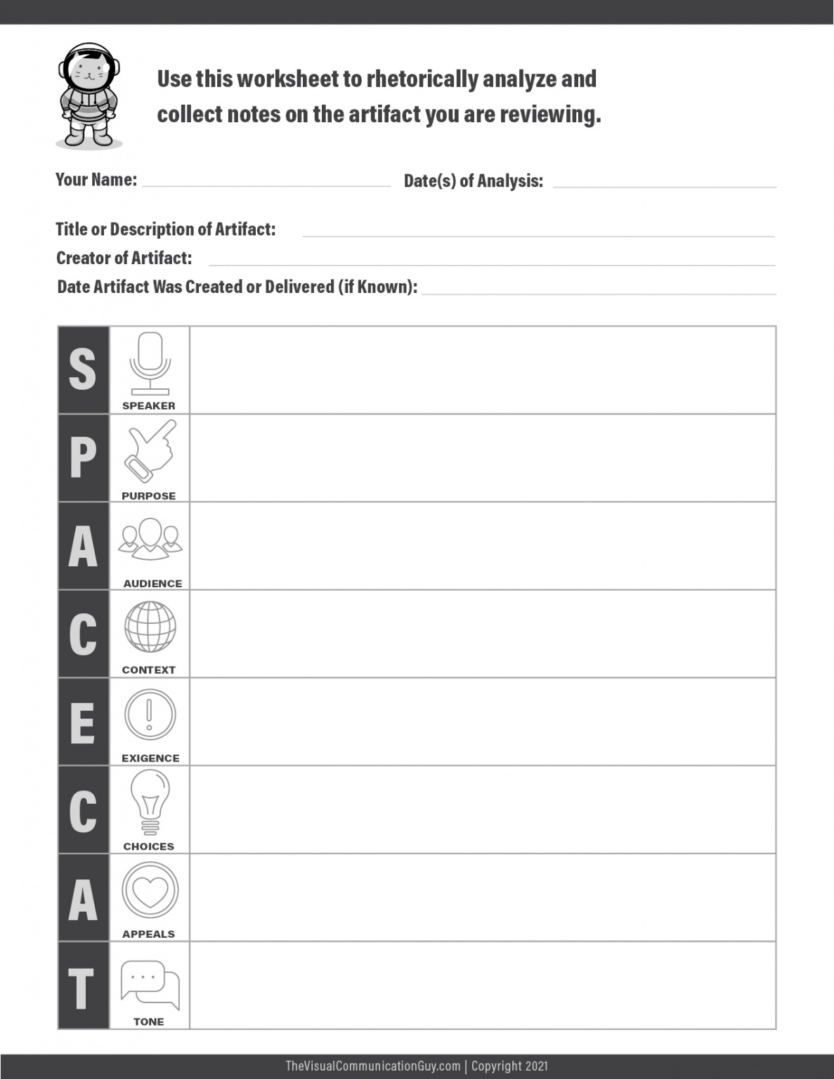SPACECAT Method of Rhetorical Analysis Description and Worksheet The