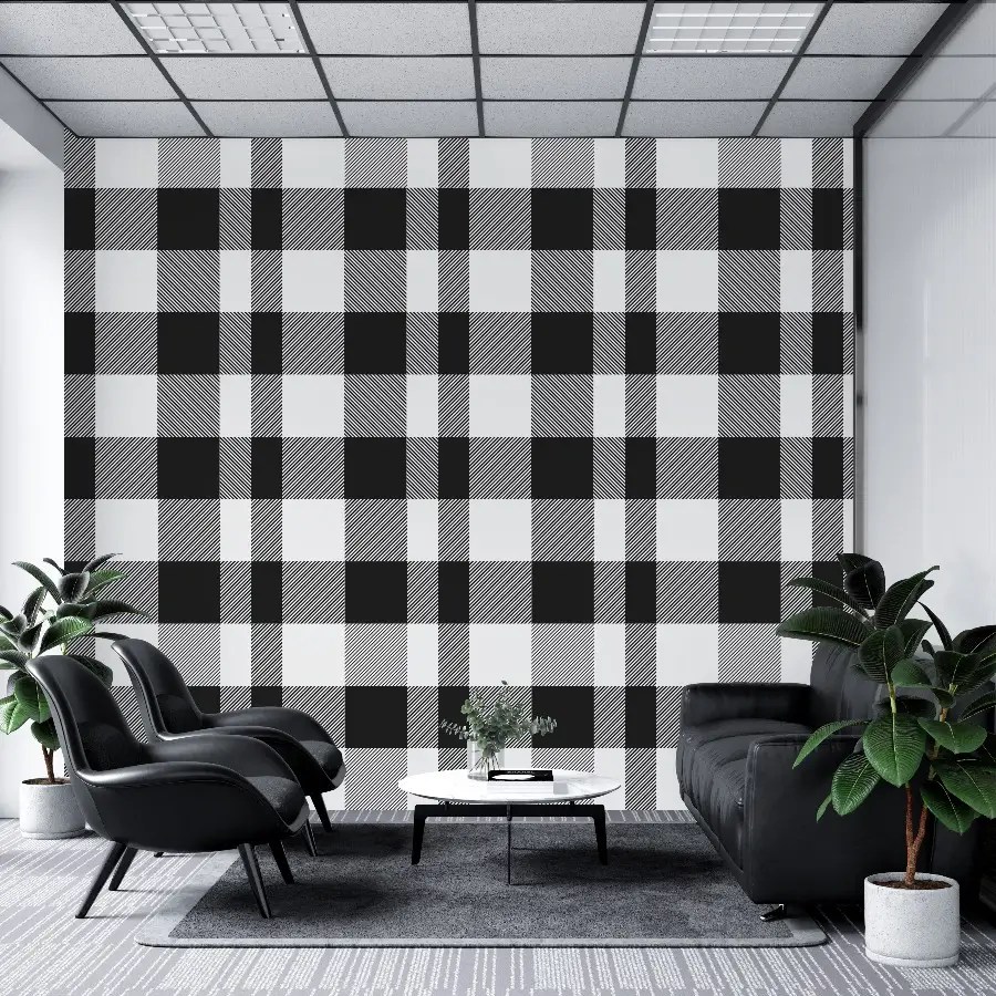 Black Plaid Wallpaper Gingham Peel and Stick The Wallberry