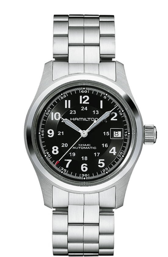H70455133 Hamilton Khaki Field Auto, 38mm, Black Dial, Stainless Steel
