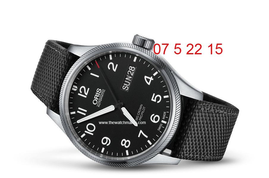 07 5 22 15NB Oris Black Textile Replacement Strap, No Buckle, 22mm