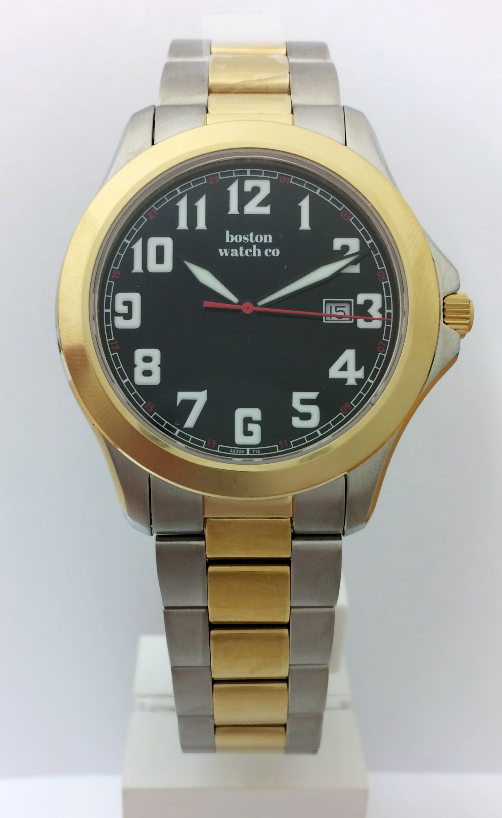 Boston Watch Co, 44mm, Black Dial, Two Tone Stainless Steel Bracelet