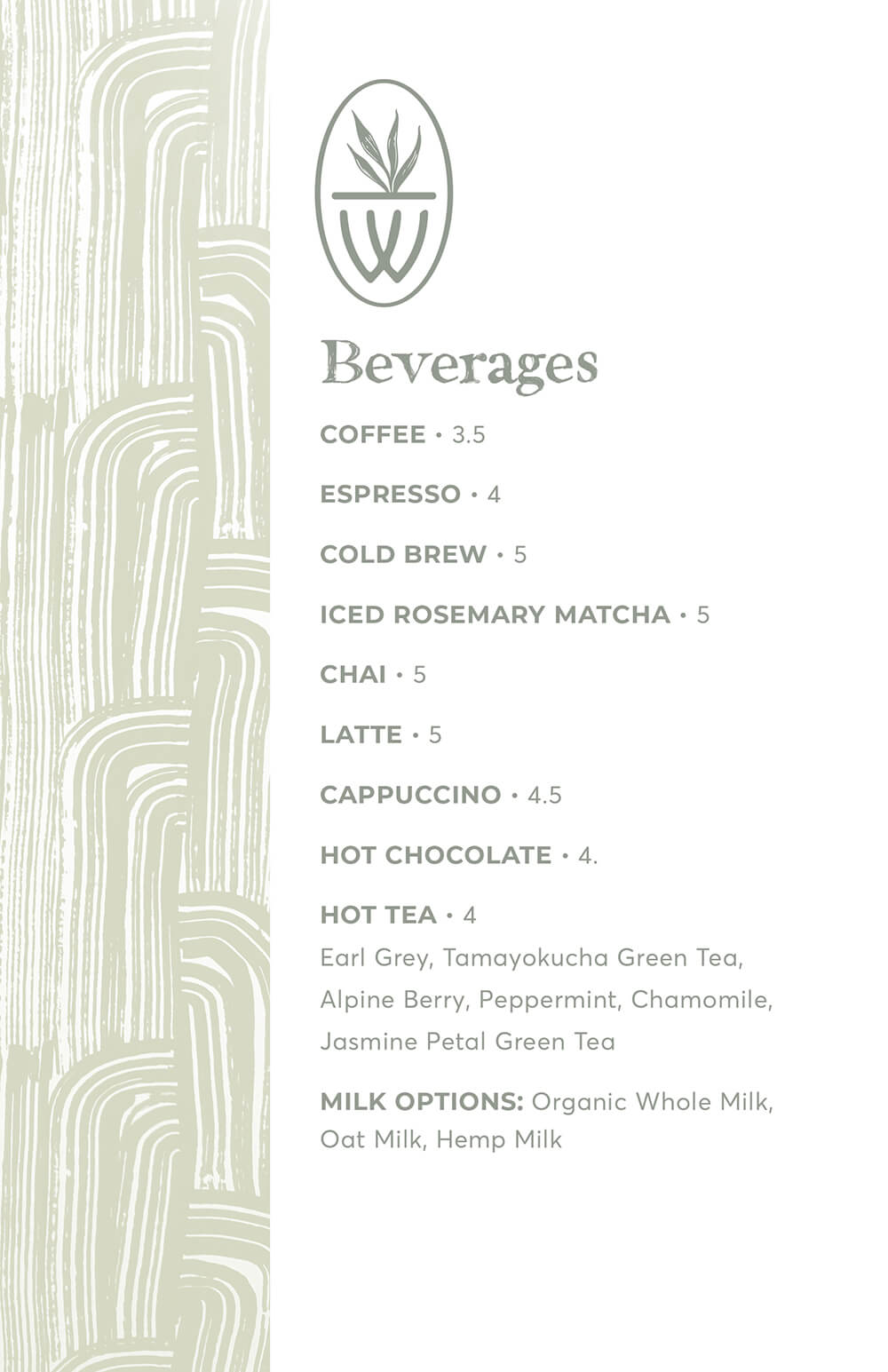 The Waverly Drinks Menu