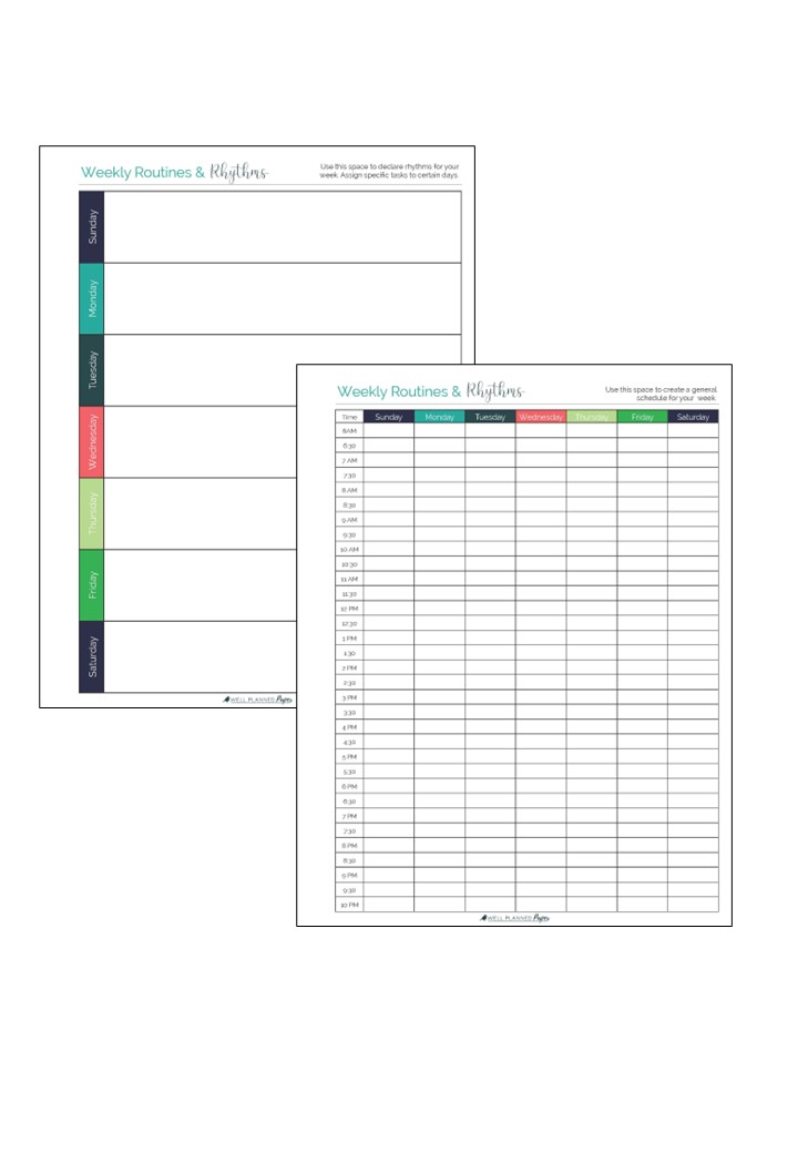 Weekly Planning Sheet Set Printable Well Planned Paper