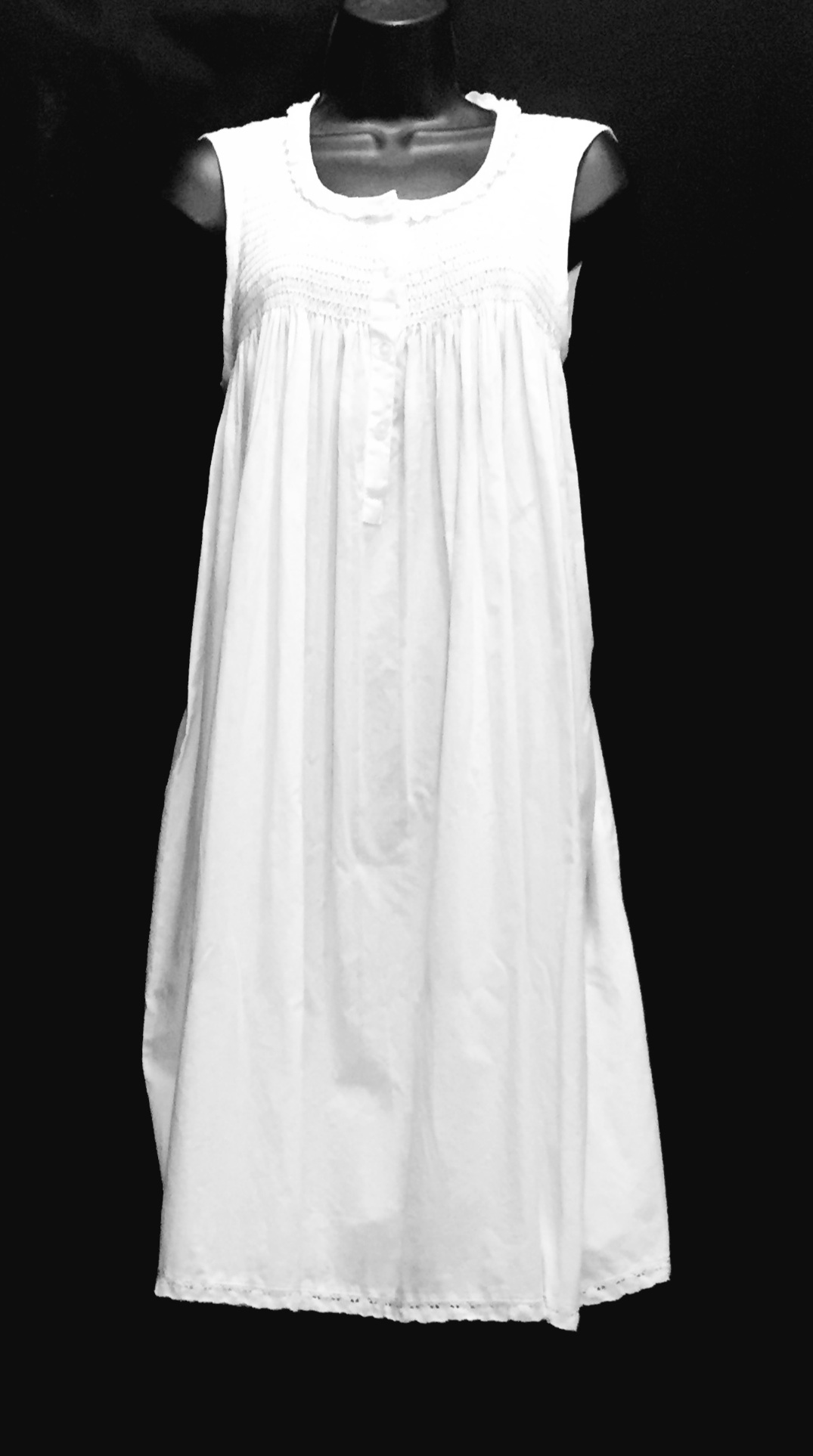 1803ST Smocked Button & Lace Gown