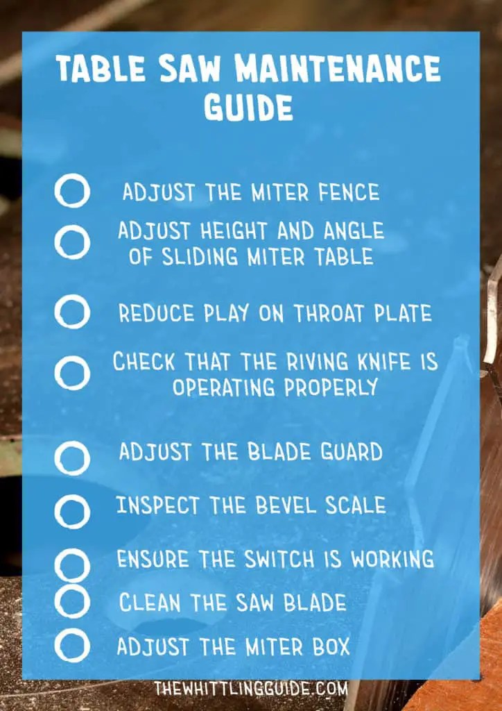 Table Saw Maintenance Checklist An Easy To Follow Guide The Whittling Guide