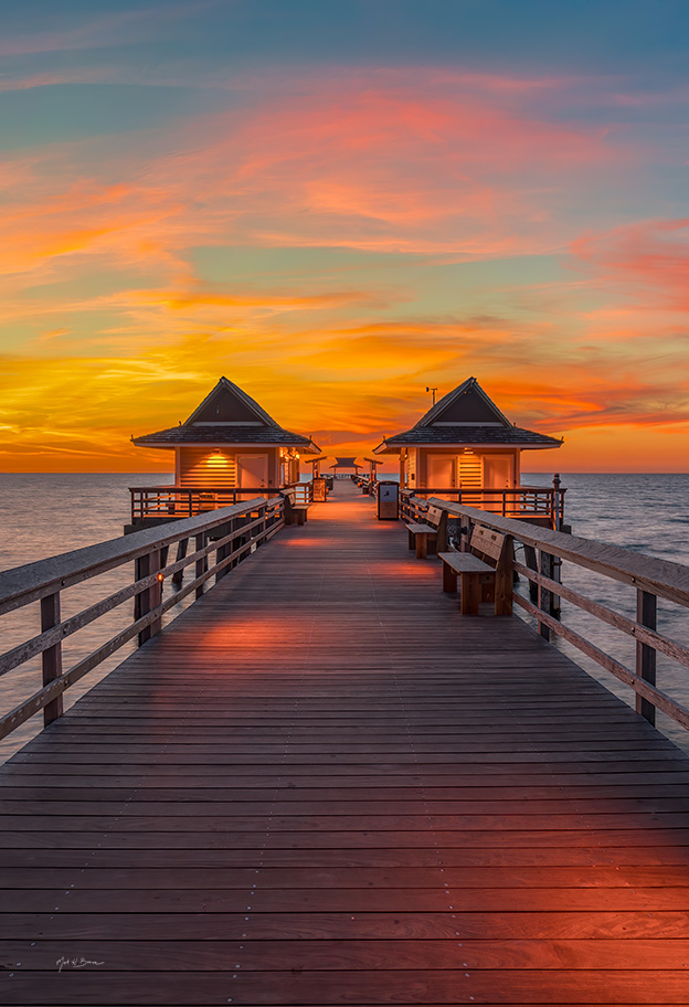 Evening light at Naples Pier Vertical Photography by Mark H. Brown