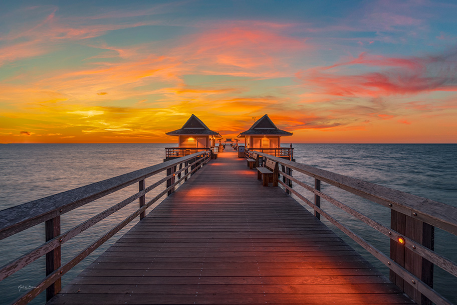 Evening light on Naples Pier Horizontal Photography by Mark H. Brown