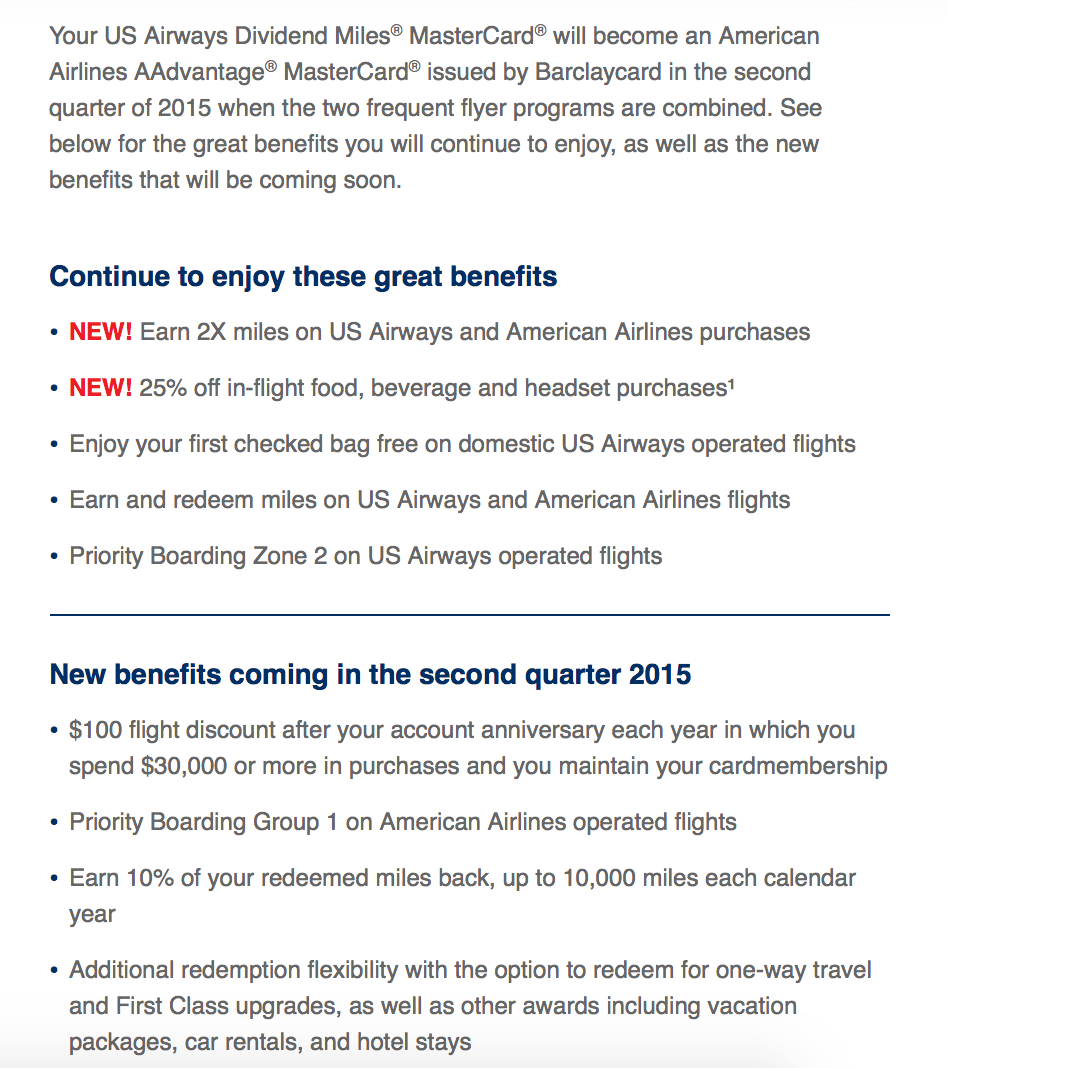 US Airways MasterCard to American Airlines AAdvantage MasterCard