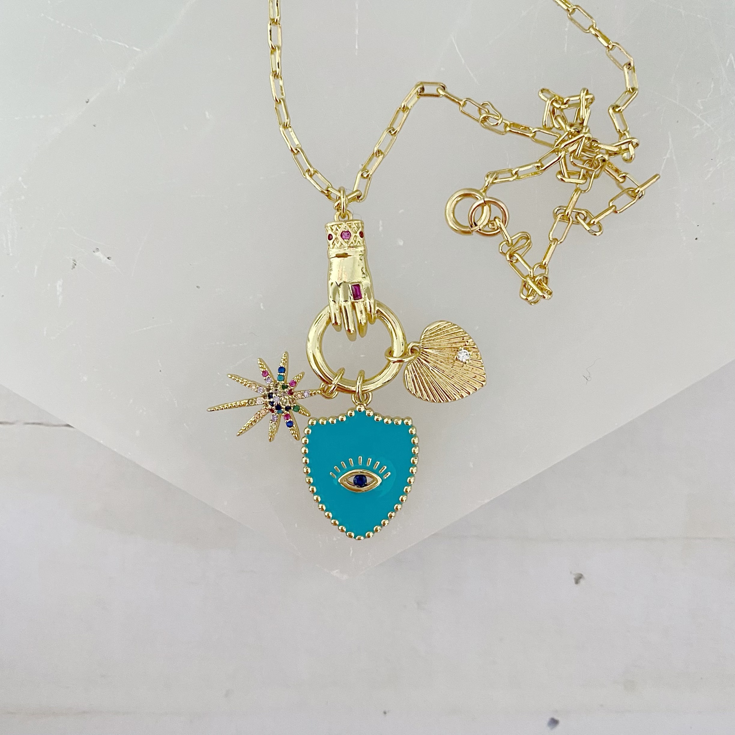 Kaylin Talisman Paperclip Chain Charm Necklace WinterLemon