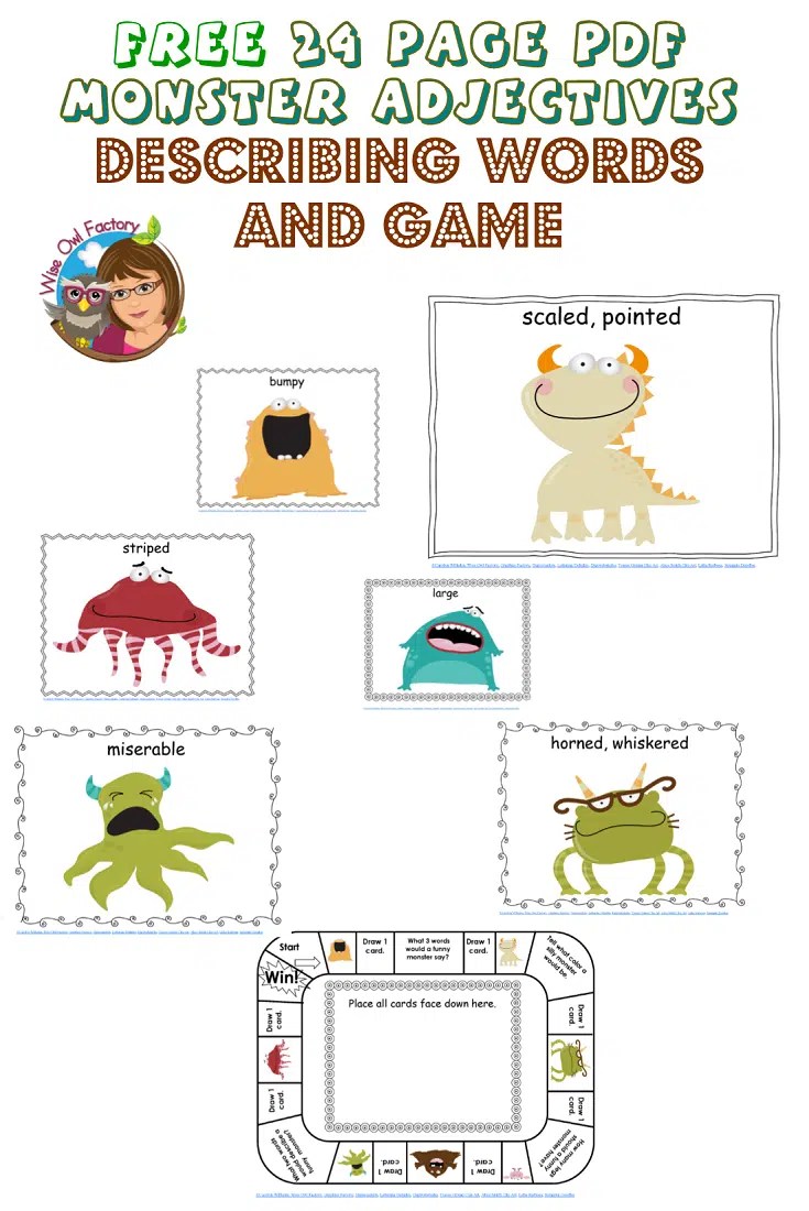 Monster Adjectives Game Printable Freebie