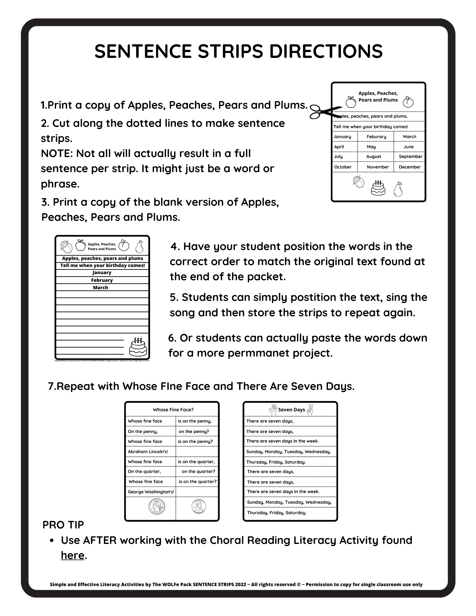SENTENCE STRIPS- A Simple and Effective Literacy Activity - The WOLFe Pack