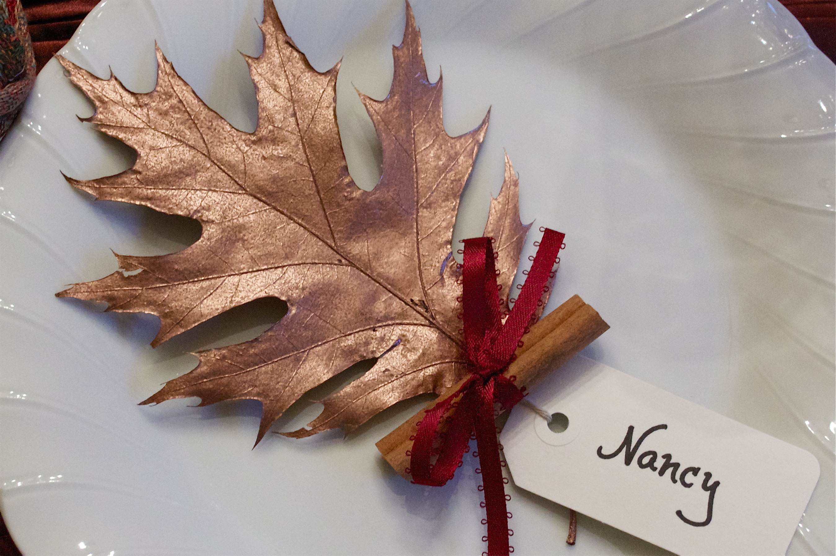 DIY Copper Leaf Place Cards wonderfully made