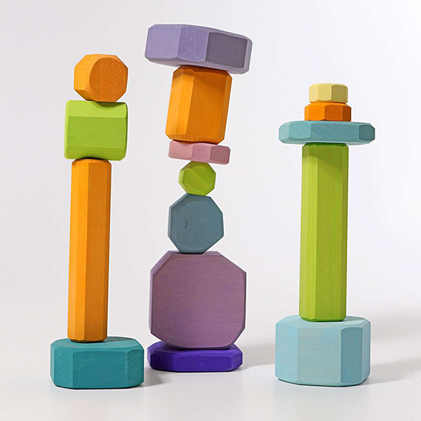 Grimm's Wooden Toys Building Blocks Pastel Tree Slices