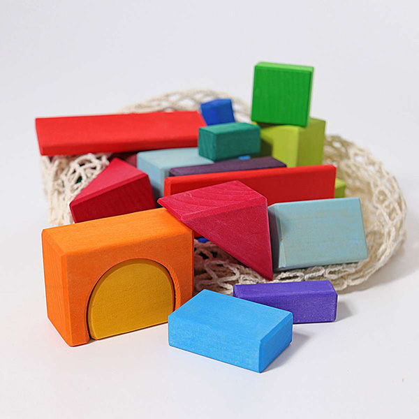 Grimm's Wooden Toys Colored Geo Blocks (30)