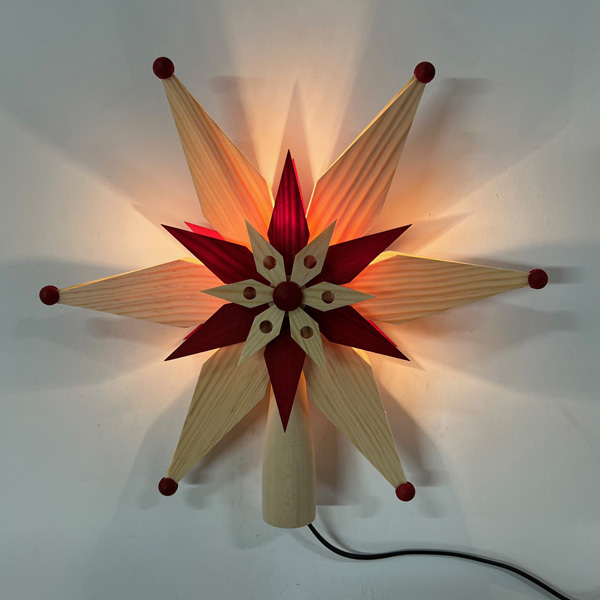 illuminated Star Topper for Christmas Tree Natural and Red from the