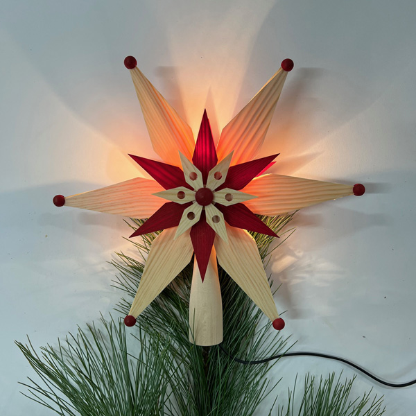 illuminated Star Topper for Christmas Tree Natural and Red from the