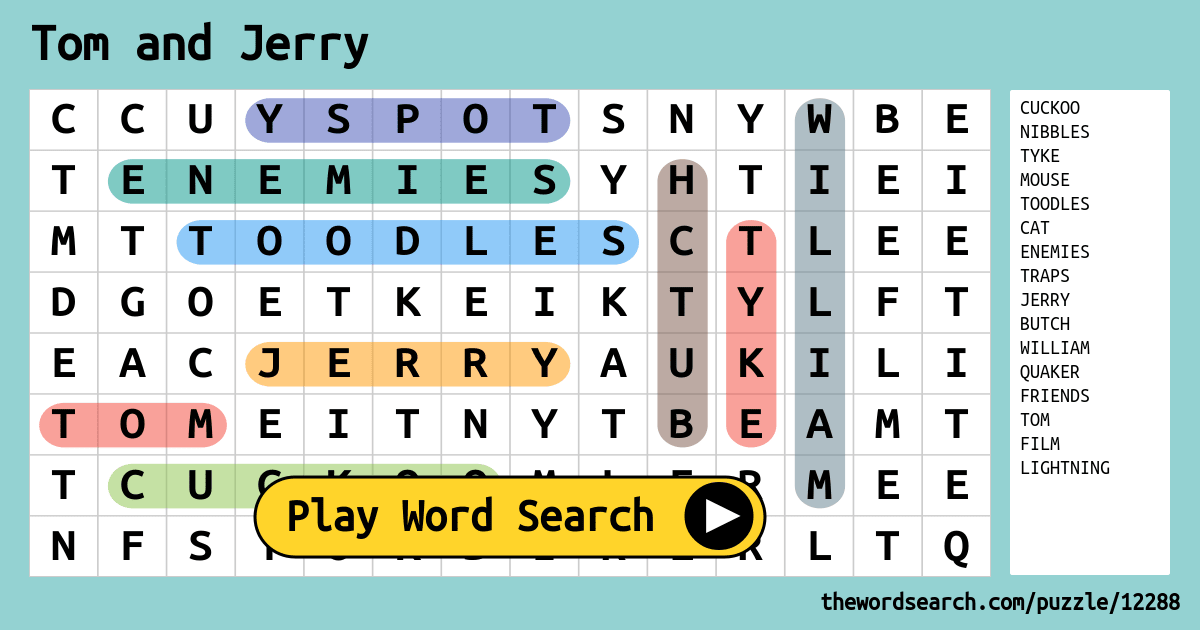 Tom and Jerry Word Search