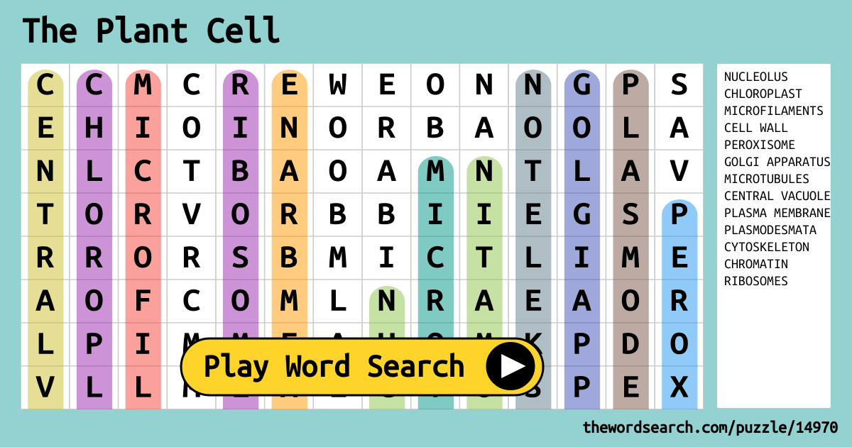 The Plant Cell Word Search