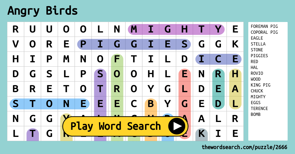 Angry Birds Word Search