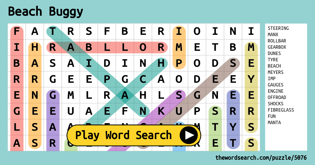 Beach Buggy Word Search