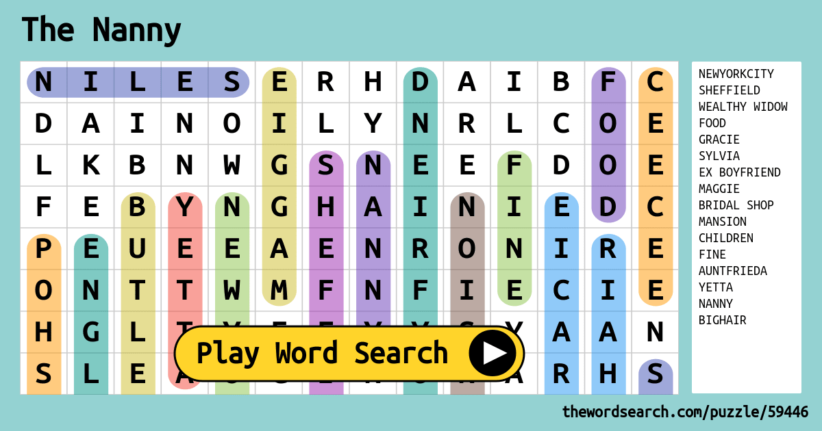 The Nanny Word Search