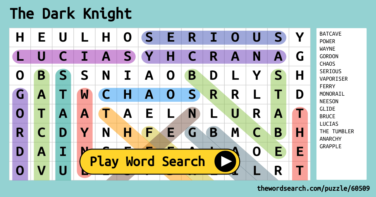 The Dark Knight Word Search