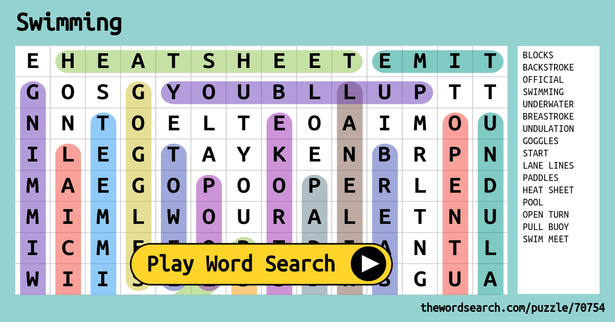 Swimming Word Search