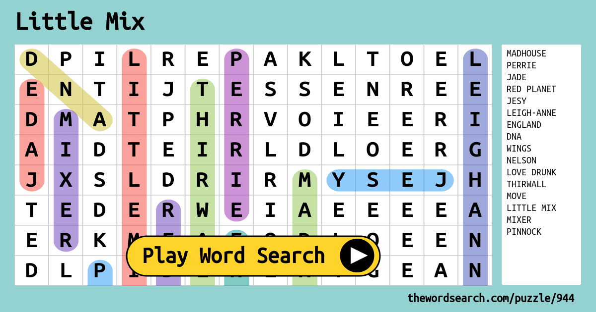 Little Mix Word Search