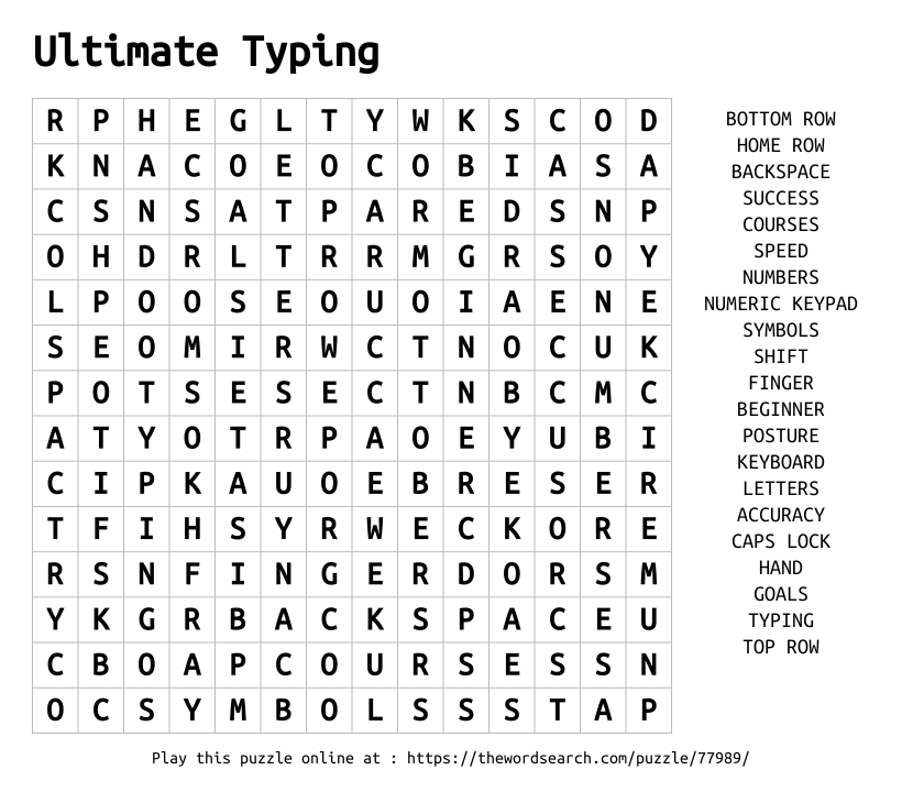 Ultimate Typing Word Search
