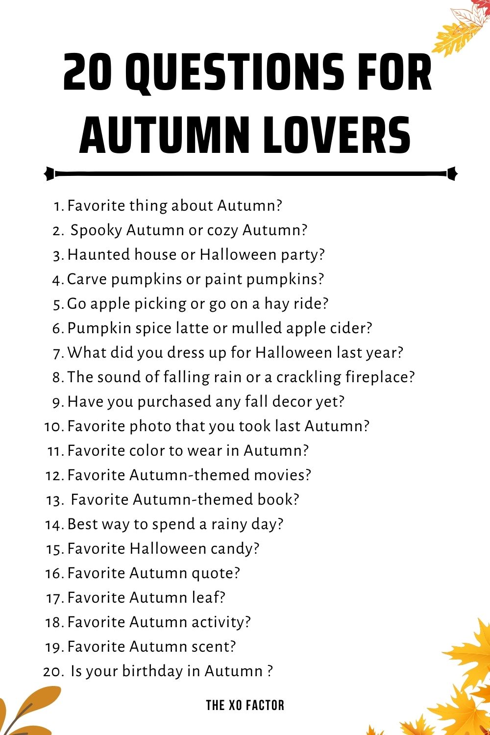 140 Autumn Questions The XO Factor