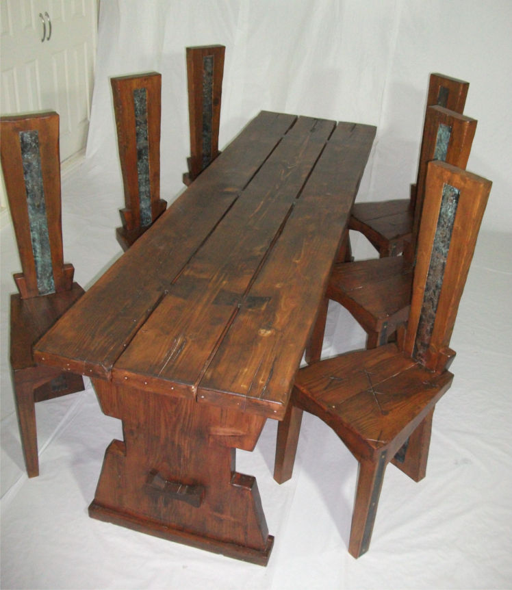 Industrial Reclaimed Dining Table & 6 Chairs