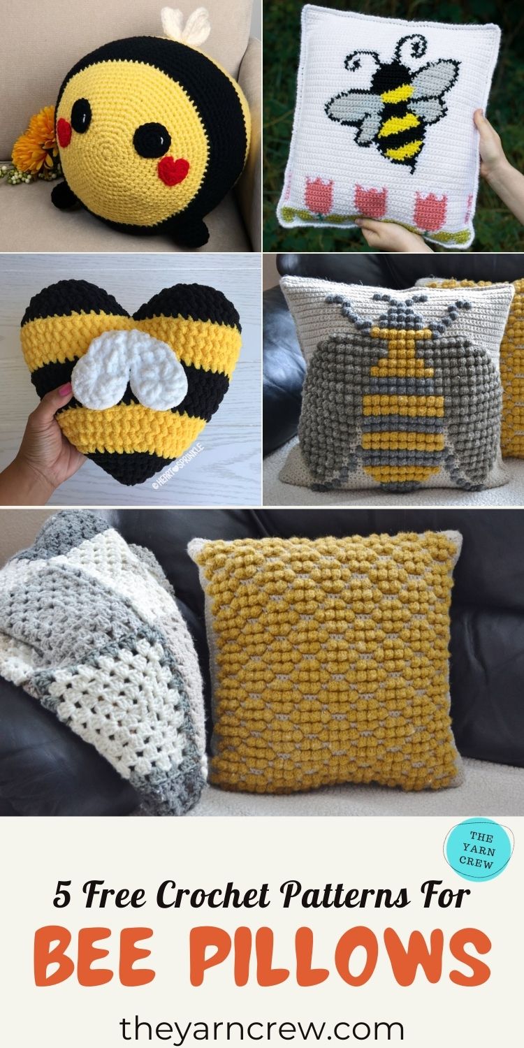5 Bright & Free Crochet Bee Pillow Patterns The Yarn Crew
