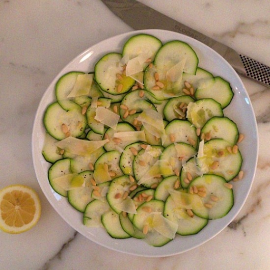 zucchini-carpaccio, fresh zucchinni, garden recipes